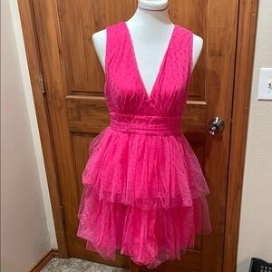 Boutique 9 Fuchsia Sleeveless Tiered Dress
